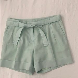 Worth pastel green linen shorts with belt